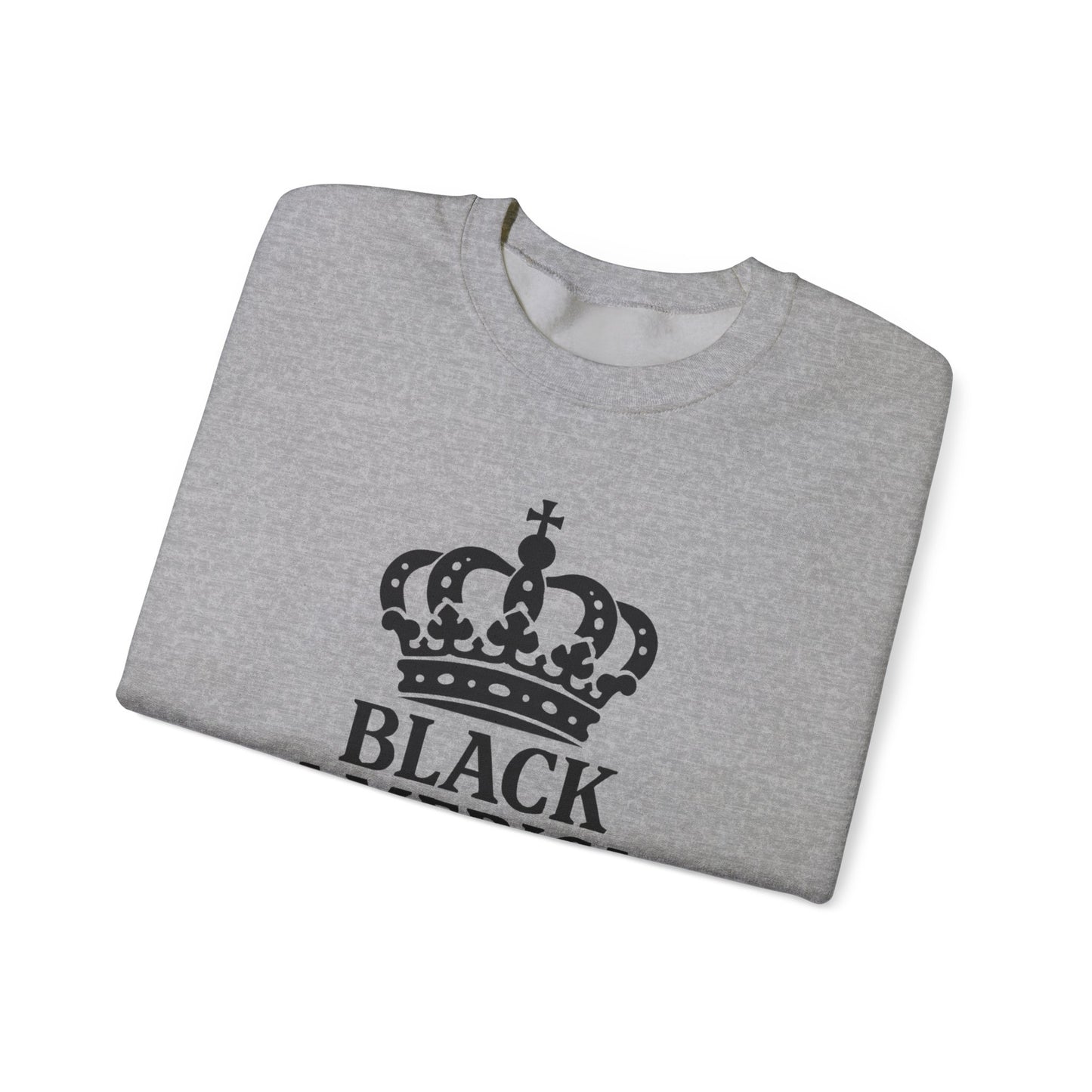 Black America Royalty Crewneck Sweatshirt | Crown Graphic with Sleeve Text