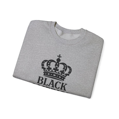 Black America Royalty Crewneck Sweatshirt | Crown Graphic with Sleeve Text