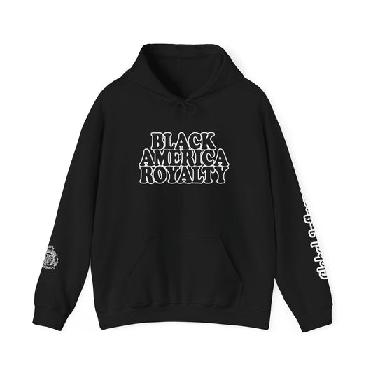 Black America Royalty Pullover Hoodie, Inspirational Streetwear Global Influence Graphic Hoodie, Unisex Hooded Sweatshirt