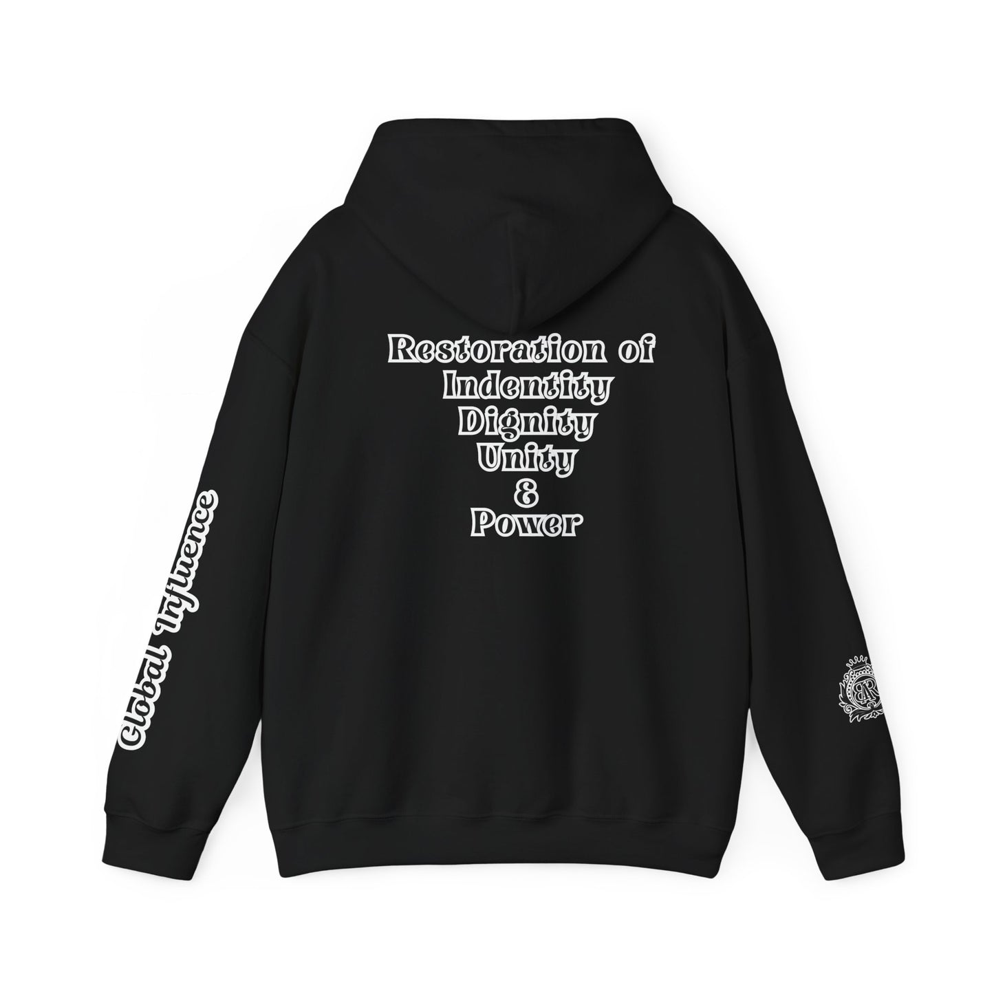 Black America Royalty Pullover Hoodie, Inspirational Streetwear Global Influence Graphic Hoodie, Unisex Hooded Sweatshirt
