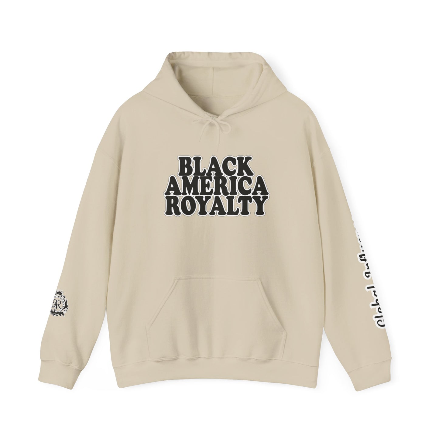 Black America Royalty Pullover Hoodie, Inspirational Streetwear Global Influence Graphic Hoodie, Unisex Hooded Sweatshirt
