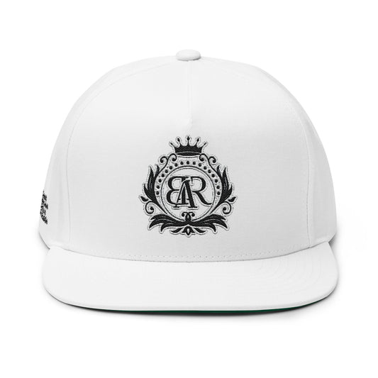 Monogram Crest Flat Bill Cap | Embroidered Logo Snapback