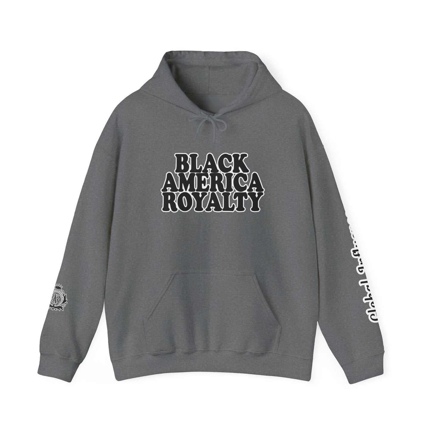 Black America Royalty Pullover Hoodie, Inspirational Streetwear Global Influence Graphic Hoodie, Unisex Hooded Sweatshirt