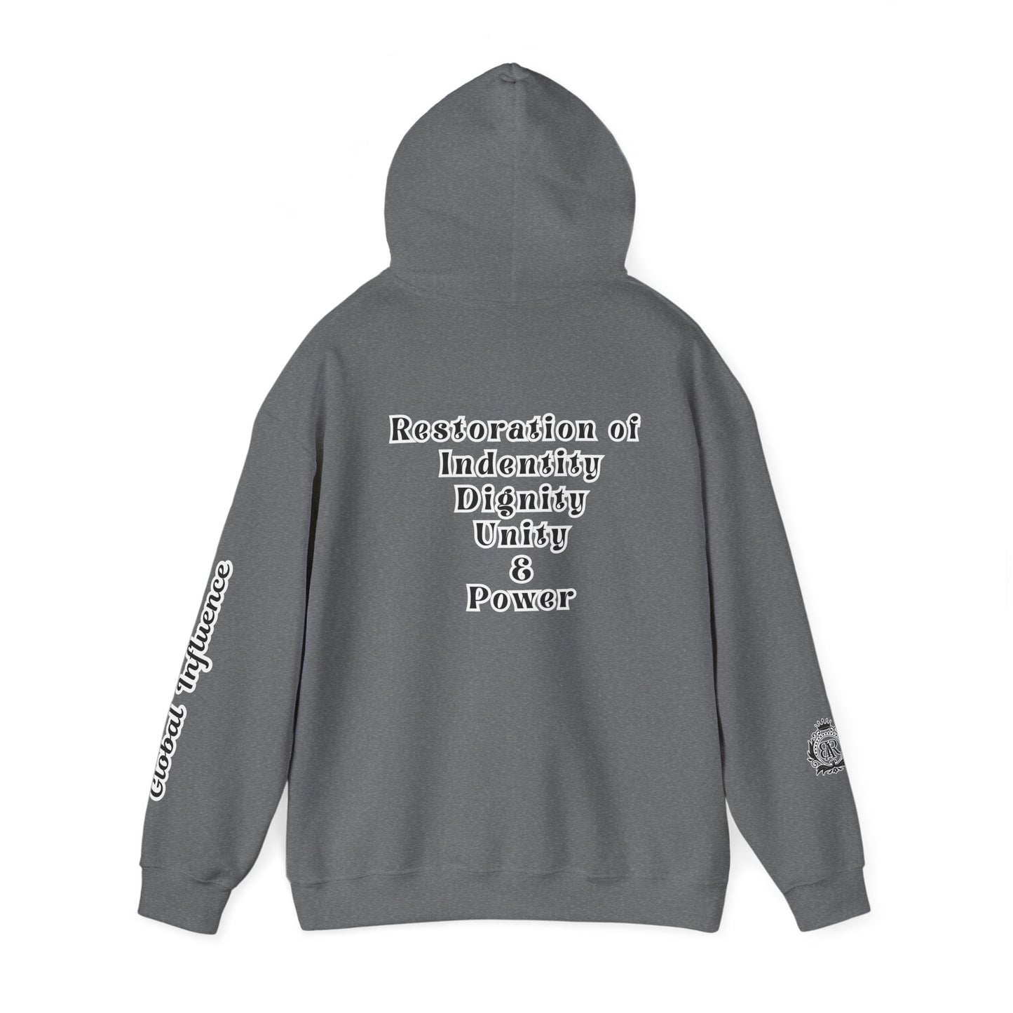 Black America Royalty Pullover Hoodie, Inspirational Streetwear Global Influence Graphic Hoodie, Unisex Hooded Sweatshirt