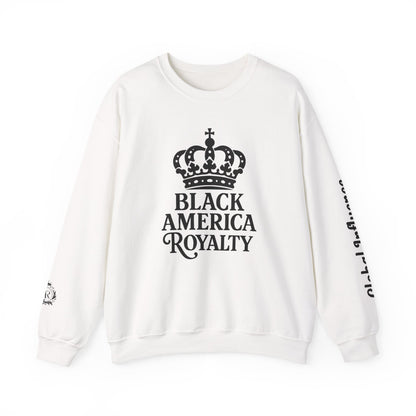 Black America Royalty Crewneck Sweatshirt | Crown Graphic with Sleeve Text