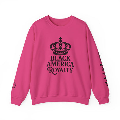 Black America Royalty Crewneck Sweatshirt | Crown Graphic with Sleeve Text
