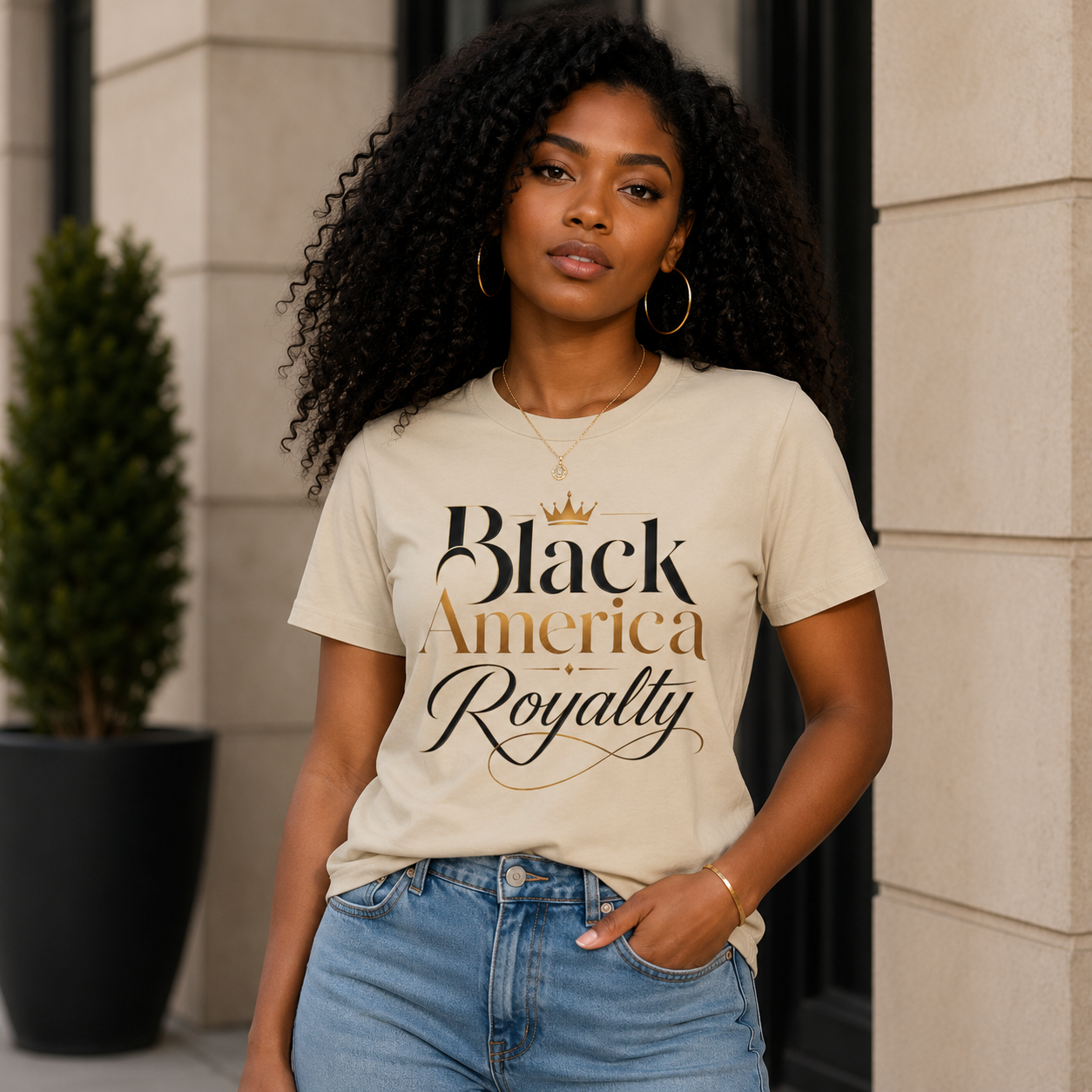 Black America Royalty Shirt, African American Pride Tee, Luxury Graphic T-Shirt, Melanin Culture Shirt, Unisex Softstyle Tee