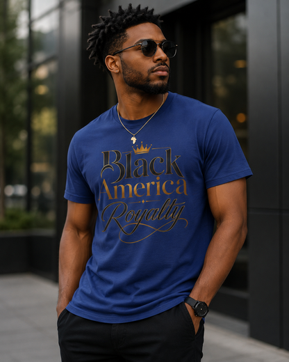Black America Royalty Shirt, African American Pride Tee, Luxury Graphic T-Shirt, Melanin Culture Shirt, Unisex Softstyle Tee