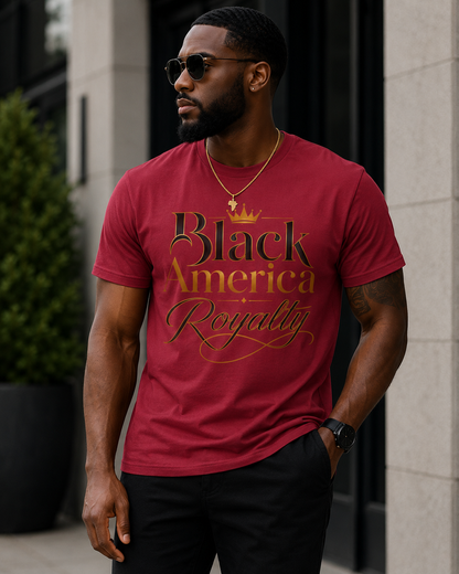 Black America Royalty Shirt, African American Pride Tee, Luxury Graphic T-Shirt, Melanin Culture Shirt, Unisex Softstyle Tee