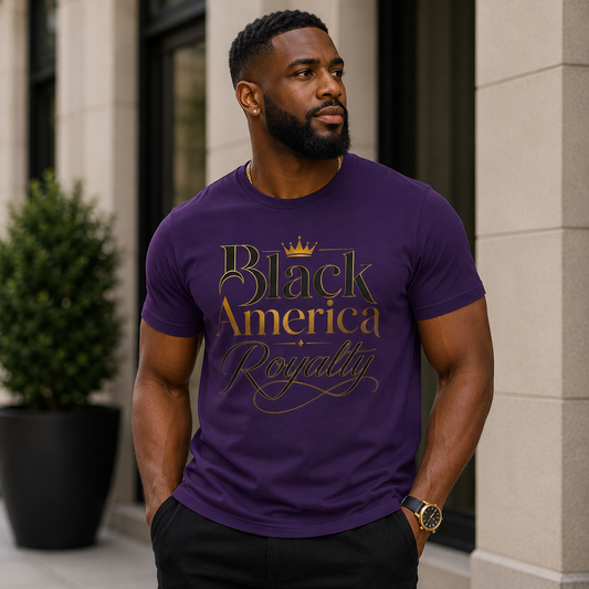 Black America Royalty Shirt, African American Pride Tee, Luxury Graphic T-Shirt, Melanin Culture Shirt, Unisex Softstyle Tee