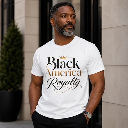 Black America Royalty Shirt, African American Pride Tee, Luxury Graphic T-Shirt, Melanin Culture Shirt, Unisex Softstyle Tee