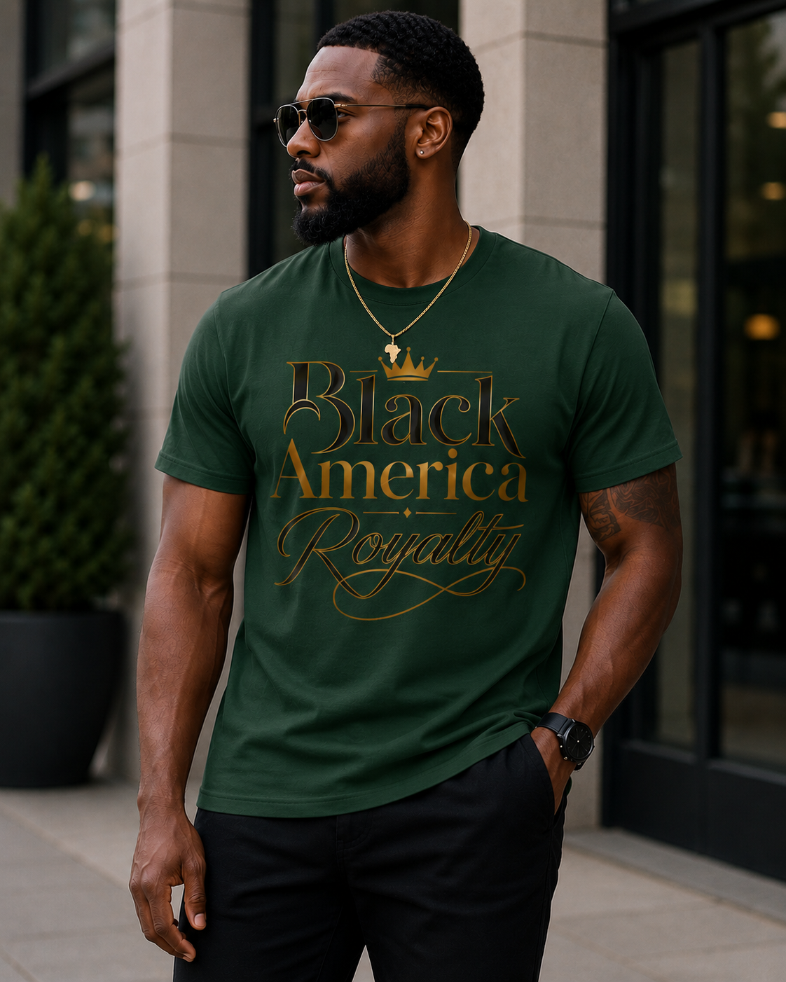 Black America Royalty Shirt, African American Pride Tee, Luxury Graphic T-Shirt, Melanin Culture Shirt, Unisex Softstyle Tee