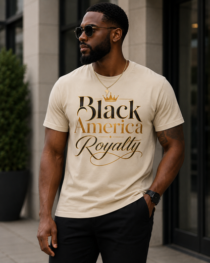 Black America Royalty Shirt, African American Pride Tee, Luxury Graphic T-Shirt, Melanin Culture Shirt, Unisex Softstyle Tee