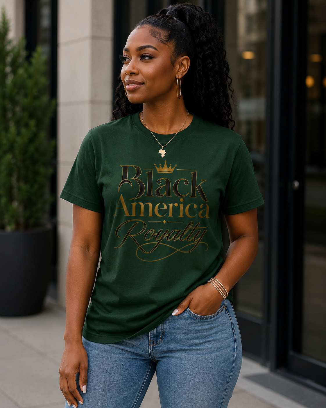 Black America Royalty Shirt, African American Pride Tee, Luxury Graphic T-Shirt, Melanin Culture Shirt, Unisex Softstyle Tee