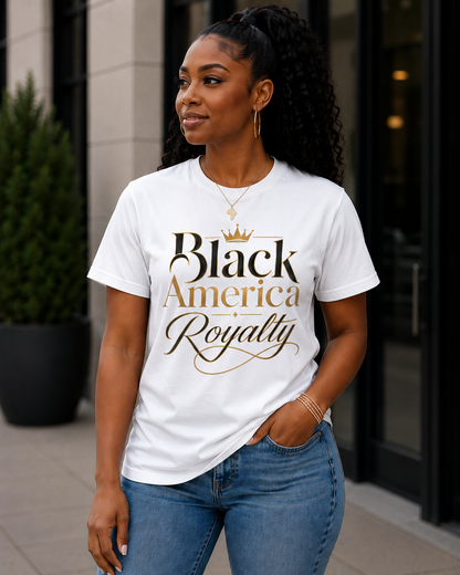 Black America Royalty Shirt, African American Pride Tee, Luxury Graphic T-Shirt, Melanin Culture Shirt, Unisex Softstyle Tee