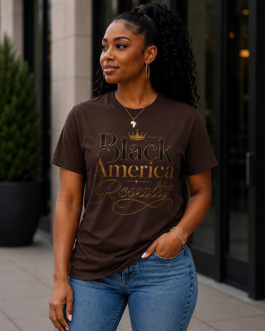 Black America Royalty Shirt, African American Pride Tee, Luxury Graphic T-Shirt, Melanin Culture Shirt, Unisex Softstyle Tee