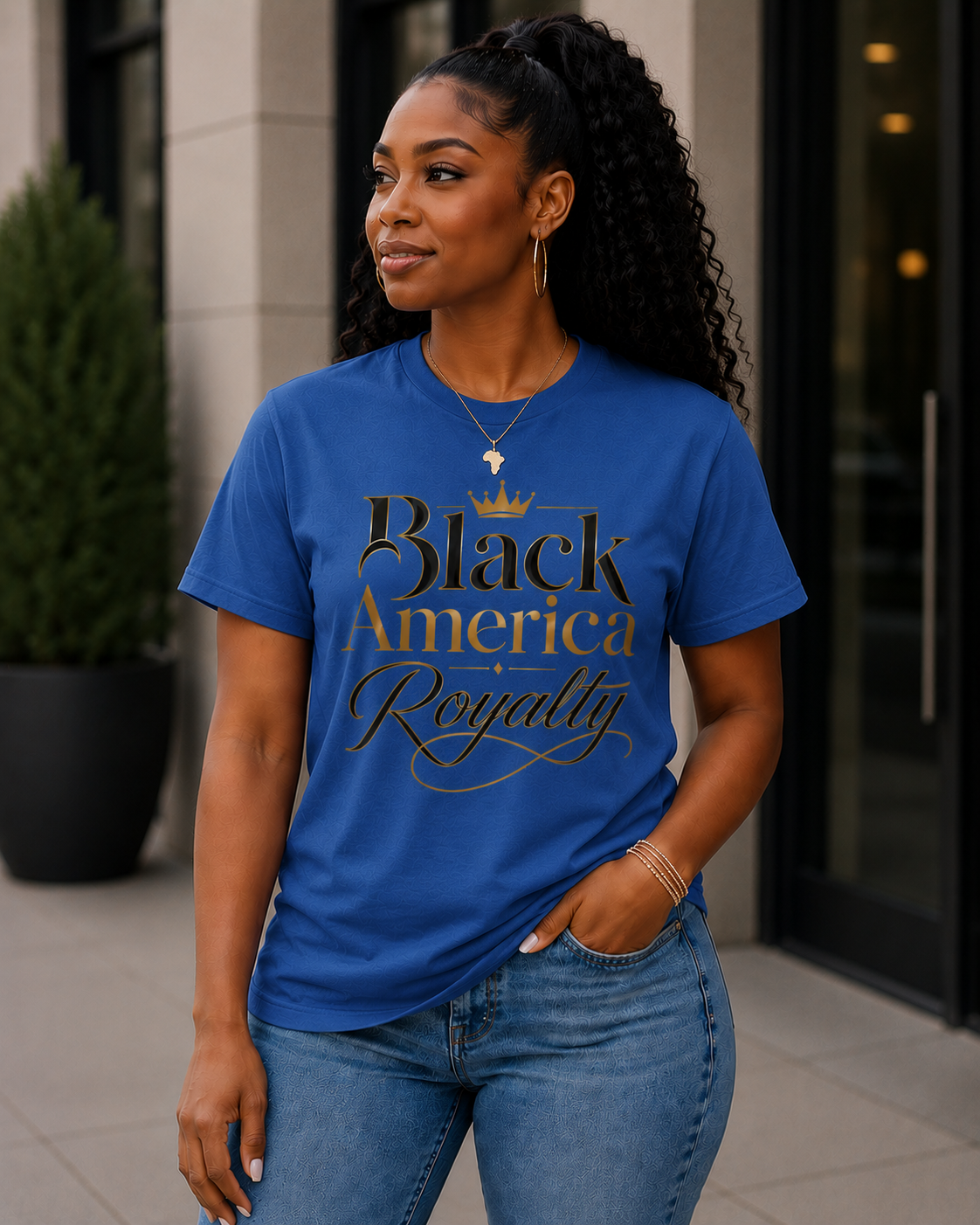 Black America Royalty Shirt, African American Pride Tee, Luxury Graphic T-Shirt, Melanin Culture Shirt, Unisex Softstyle Tee
