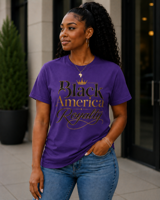 Black America Royalty Shirt, African American Pride Tee, Luxury Graphic T-Shirt, Melanin Culture Shirt, Unisex Softstyle Tee