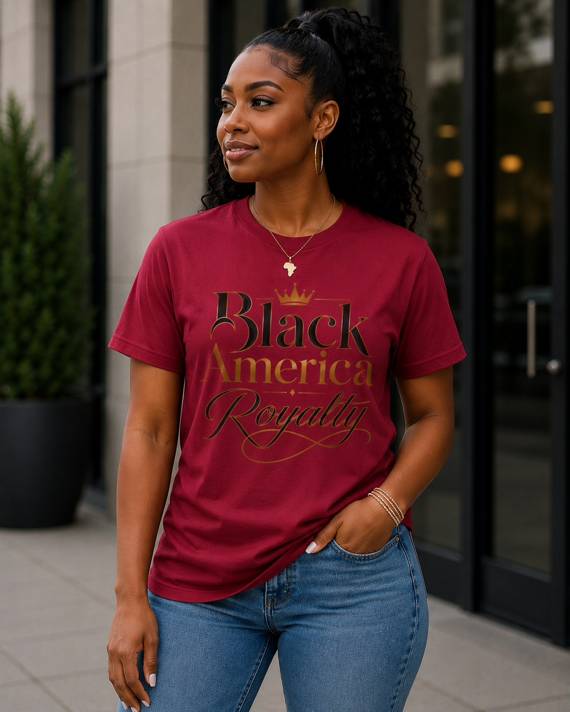 Black America Royalty Shirt, African American Pride Tee, Luxury Graphic T-Shirt, Melanin Culture Shirt, Unisex Softstyle Tee
