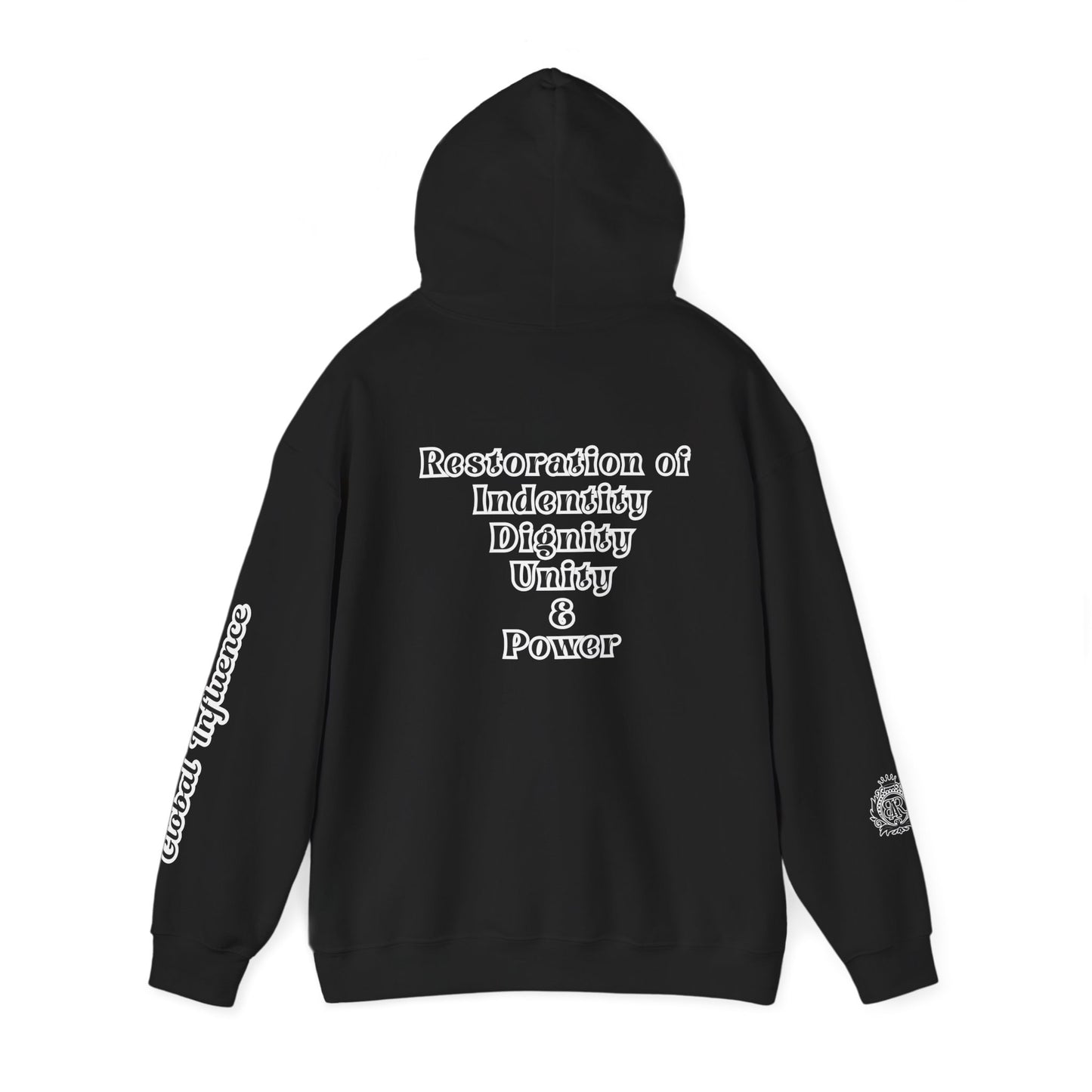 Black America Royalty Pullover Hoodie, Inspirational Streetwear Global Influence Graphic Hoodie, Unisex Hooded Sweatshirt