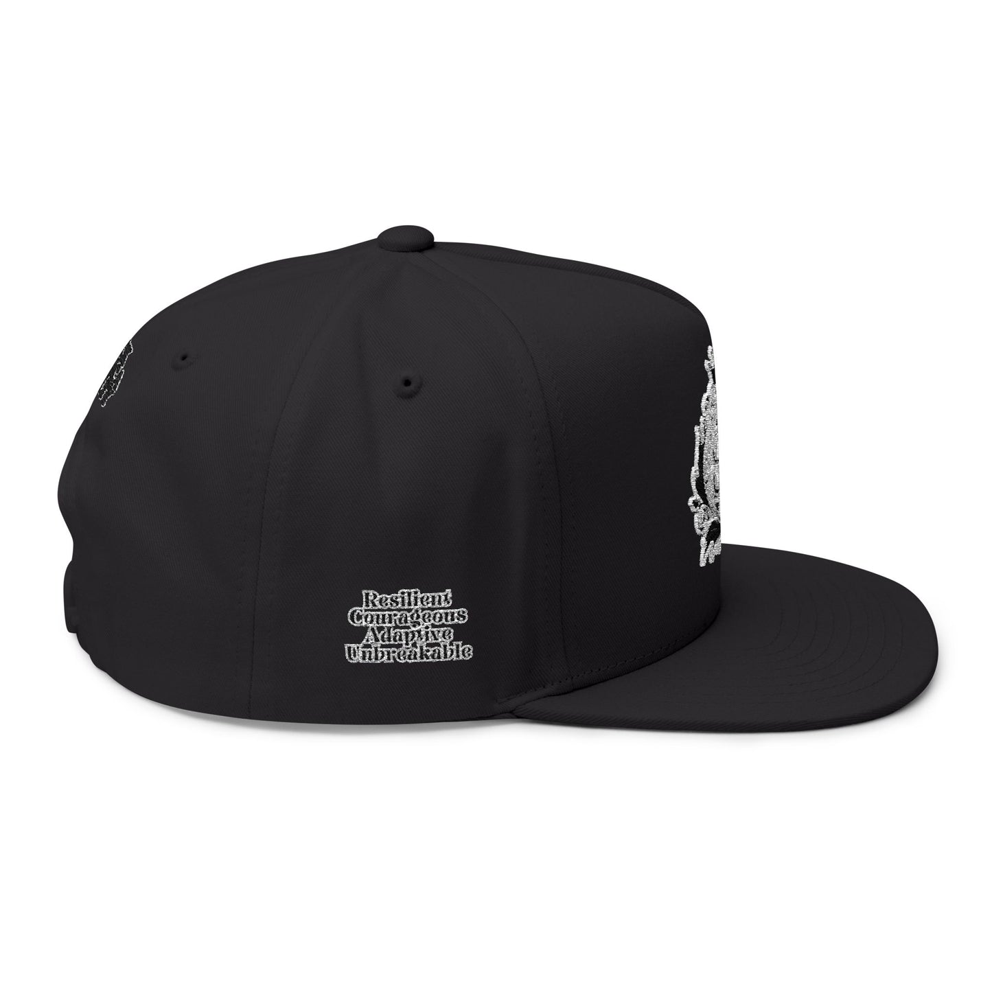 Monogram Crest Flat Bill Cap | Embroidered Logo Snapback