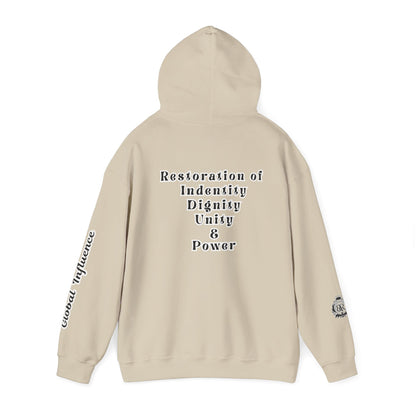 Black America Royalty Pullover Hoodie, Inspirational Streetwear Global Influence Graphic Hoodie, Unisex Hooded Sweatshirt