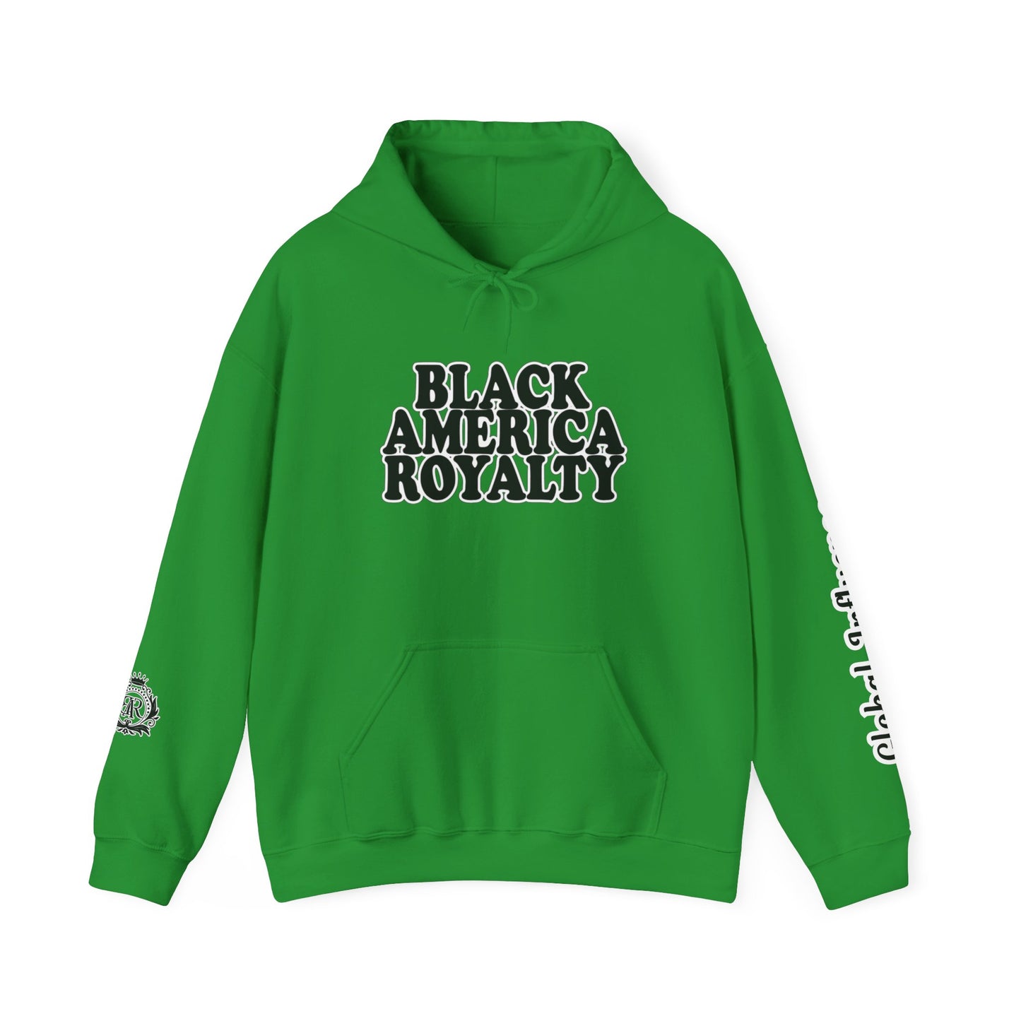 Black America Royalty Pullover Hoodie, Inspirational Streetwear Global Influence Graphic Hoodie, Unisex Hooded Sweatshirt