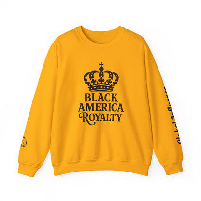 Black America Royalty Crewneck Sweatshirt | Crown Graphic with Sleeve Text