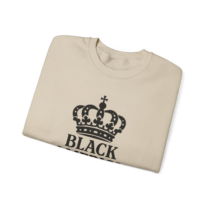 Black America Royalty Crewneck Sweatshirt | Crown Graphic with Sleeve Text