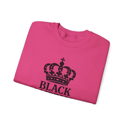 Black America Royalty Crewneck Sweatshirt | Crown Graphic with Sleeve Text