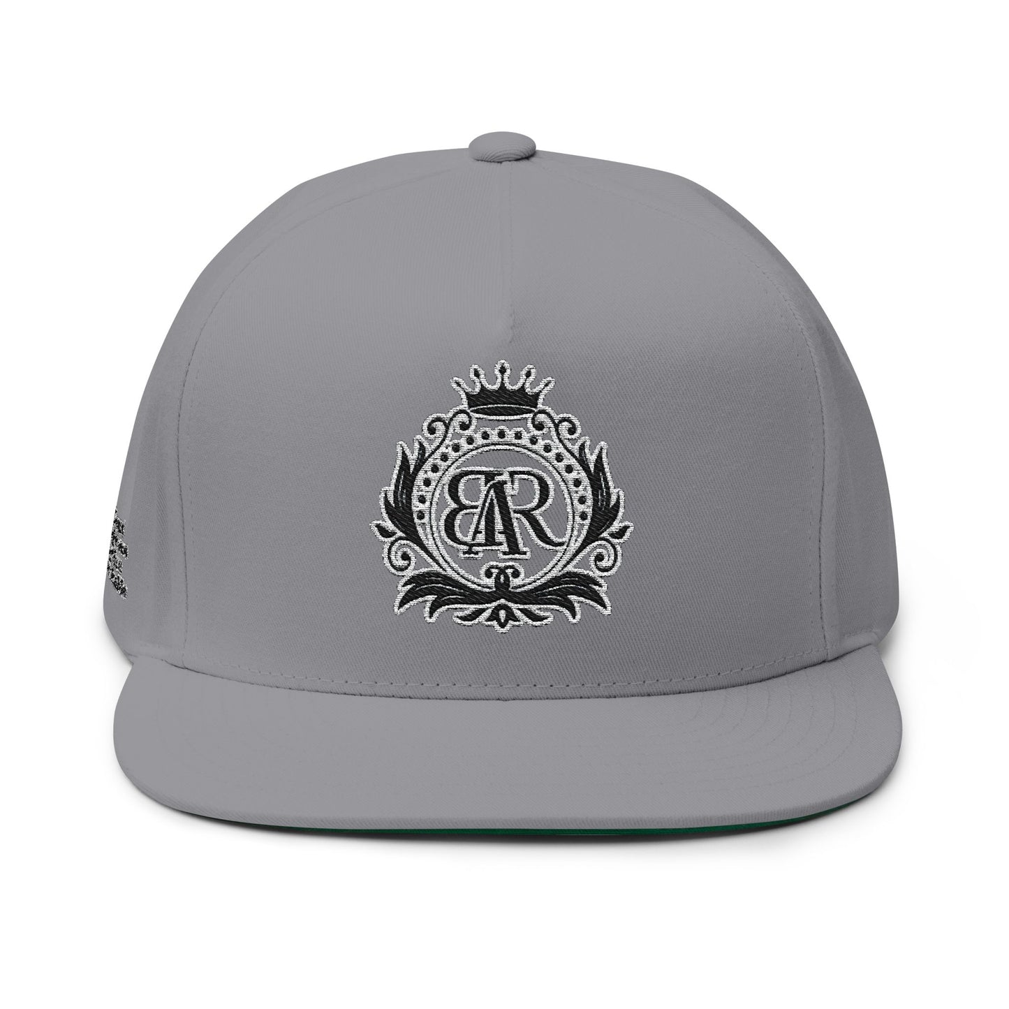Monogram Crest Flat Bill Cap | Embroidered Logo Snapback