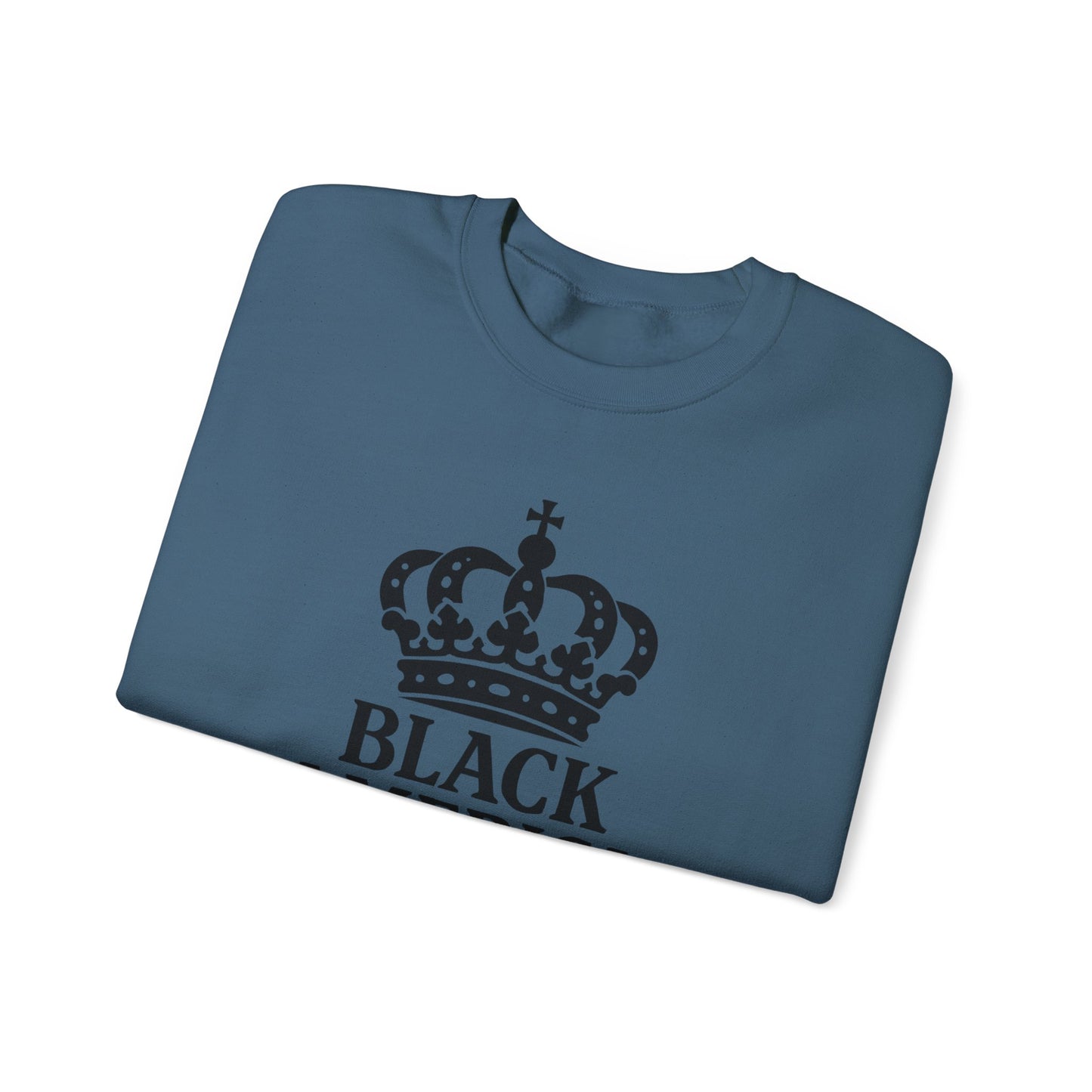 Black America Royalty Crewneck Sweatshirt | Crown Graphic with Sleeve Text