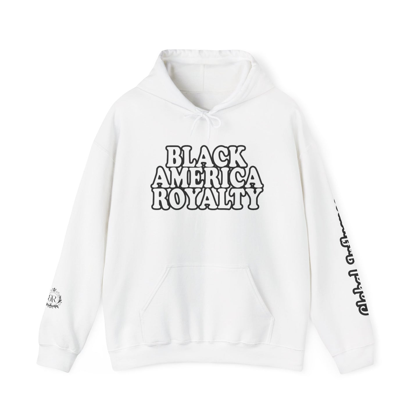 Black America Royalty Pullover Hoodie, Inspirational Streetwear Global Influence Graphic Hoodie, Unisex Hooded Sweatshirt