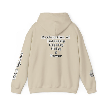 Black America Royalty Pullover Hoodie, Inspirational Streetwear Global Influence Graphic Hoodie, Unisex Hooded Sweatshirt