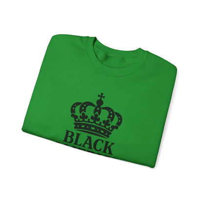 Black America Royalty Crewneck Sweatshirt | Crown Graphic with Sleeve Text